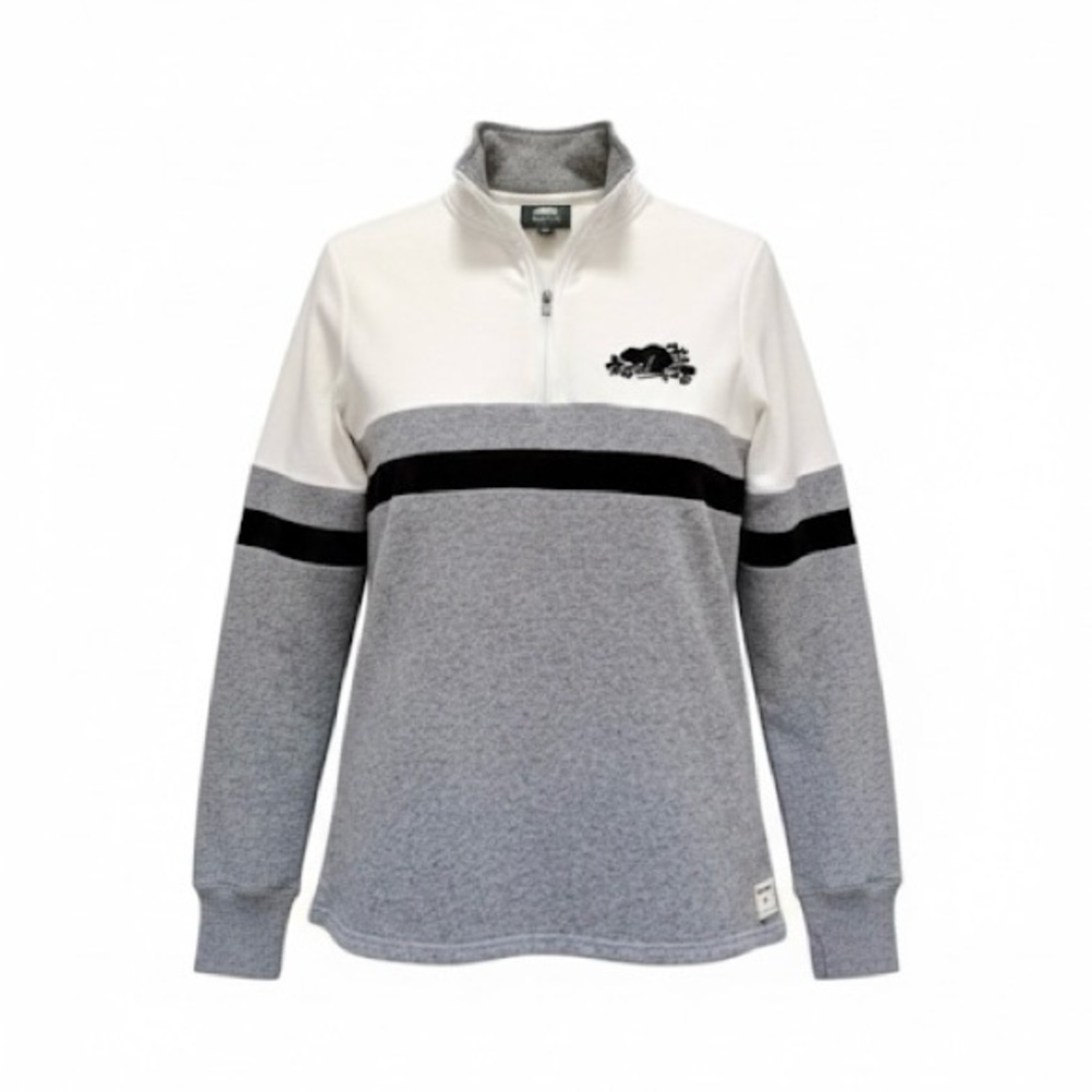 Roots Tri-Coloured Half Zip Logo Swearshirt Size Xsmall